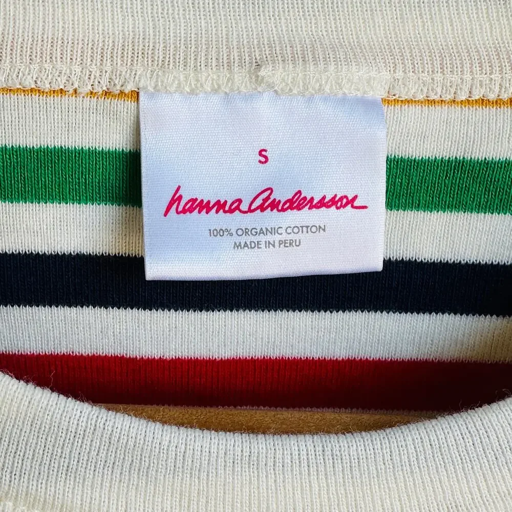 Hanna Andersson Two Piece Pajamas Classic Twee Organic Kidcore Cotton Striped S - Picture 7 of 11